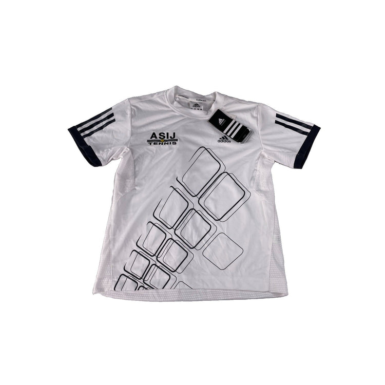 Kids Adidas Clima365 White ASIJ Tennis Graphic Performance Shirt Size S