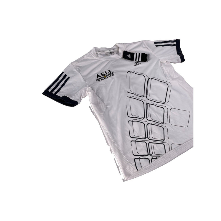Kids Adidas Clima365 White ASIJ Tennis Graphic Performance Shirt Size S
