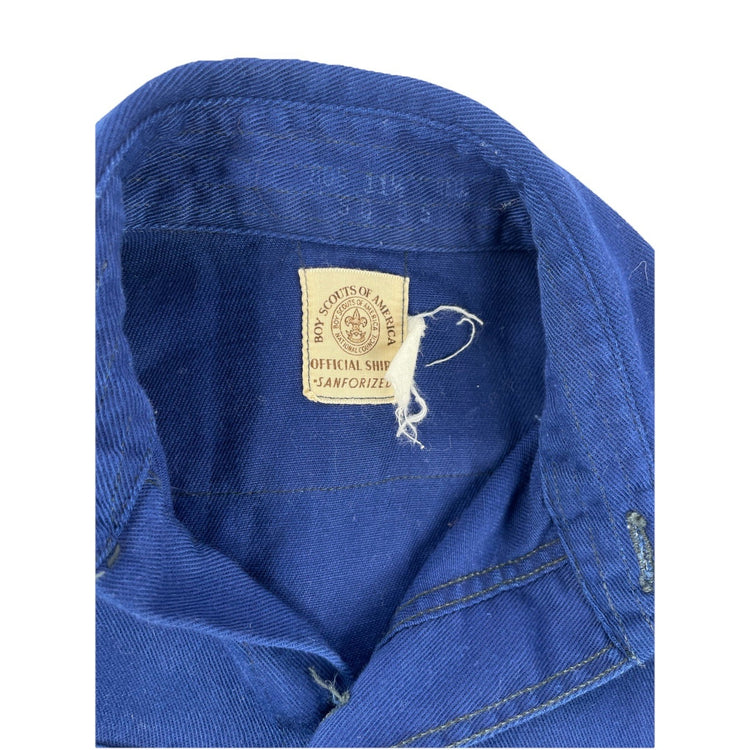Kids Boys Scout Of America Navy Blue Long Sleeve Button Up Shirt Size S
