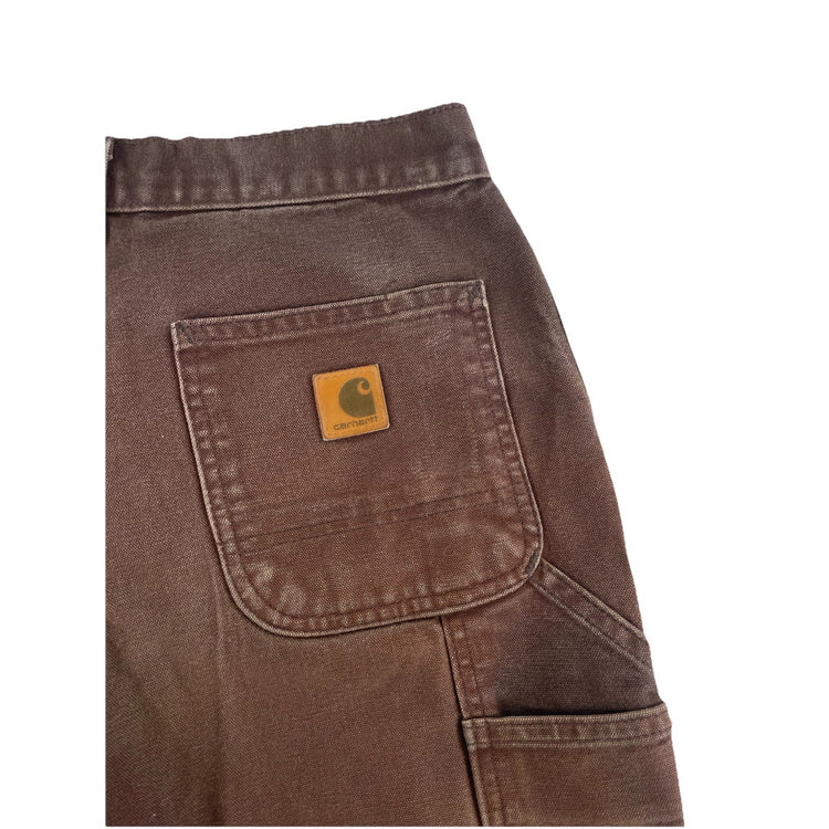 Mens Carhartt Brown B11 DKB Work Dungarees Denim Jeans Size 30X32