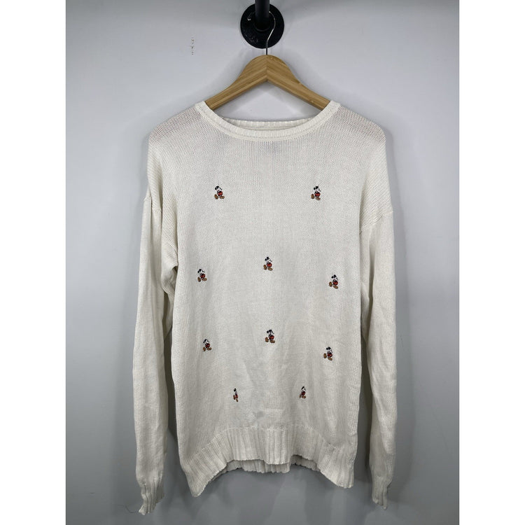 Vintage Mens Disney/mickeymouse White Knitted Sweatshirt Sz M