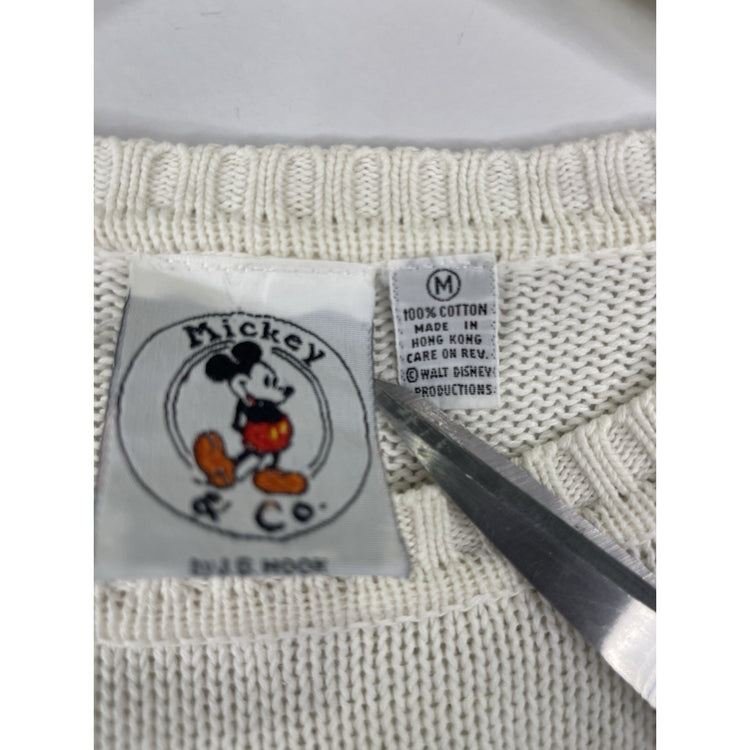 Vintage Mens Disney/mickeymouse White Knitted Sweatshirt Sz M
