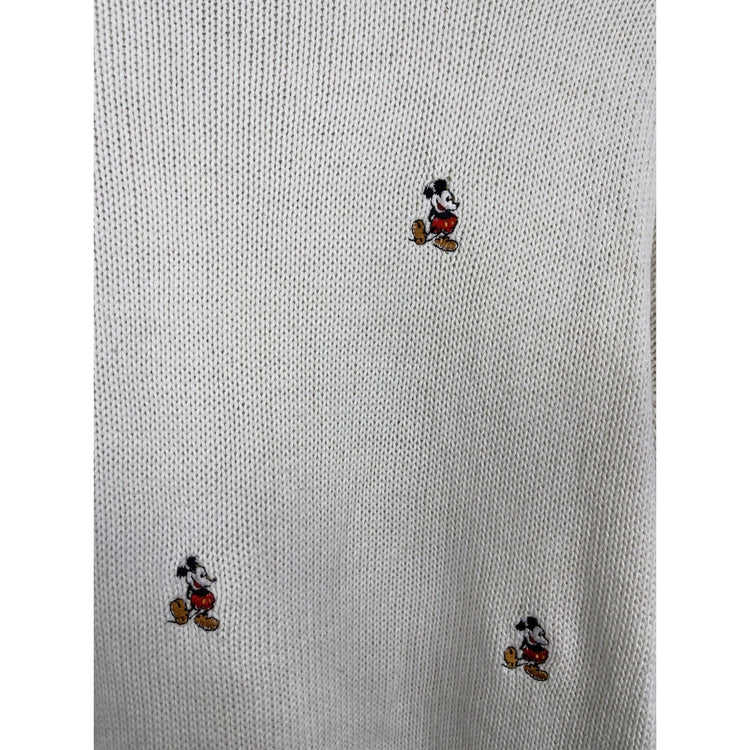 Vintage Mens Disney/mickeymouse White Knitted Sweatshirt Sz M