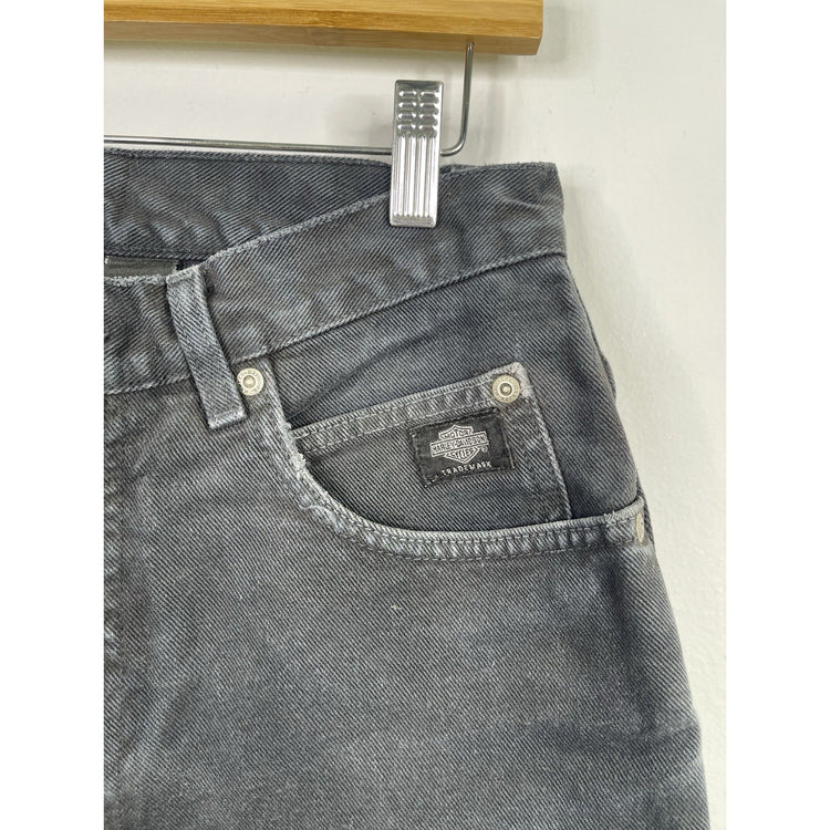 Men’s Harley Davidson Jeans Black Denim Straight Leg Distressed Pants 31x32