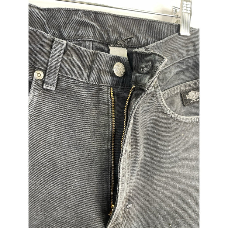 Men’s Harley Davidson Jeans Black Denim Straight Leg Distressed Pants 31x32