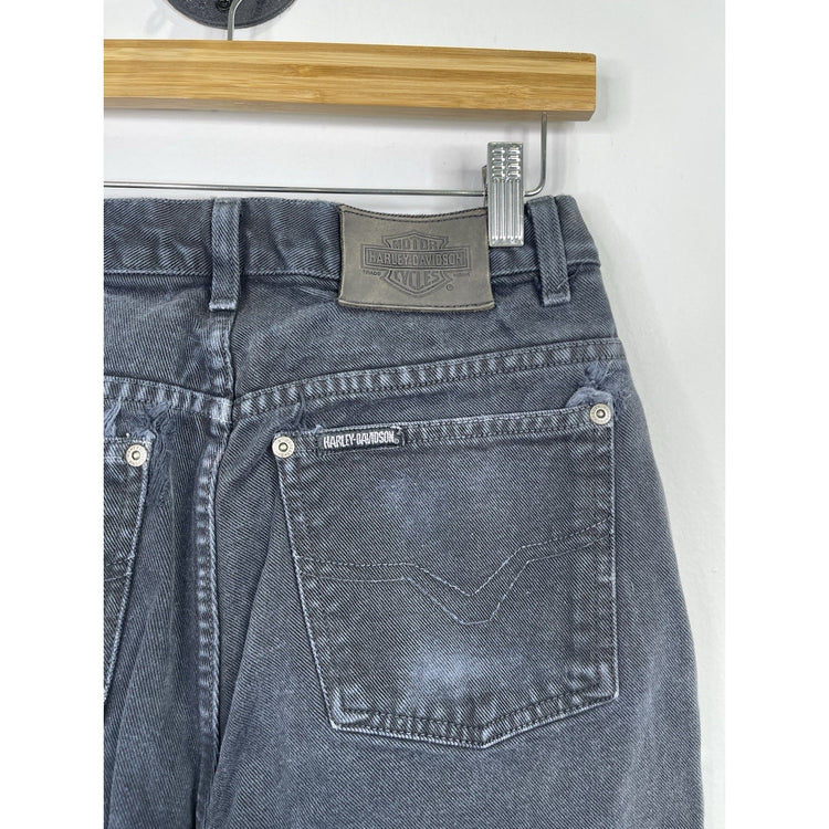 Men’s Harley Davidson Jeans Black Denim Straight Leg Distressed Pants 31x32