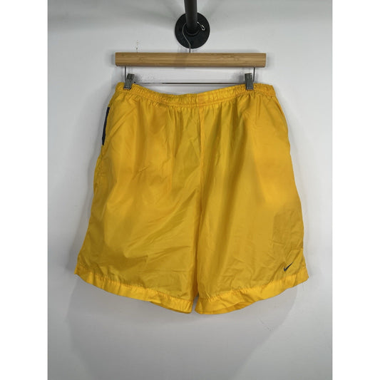 Men’s Yellow Vintage 90s Nike Swim Shorts Summer Spellout Size XL 33x8