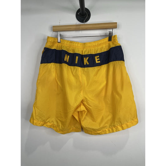 Men’s Yellow Vintage 90s Nike Swim Shorts Summer Spellout Size XL 33x8