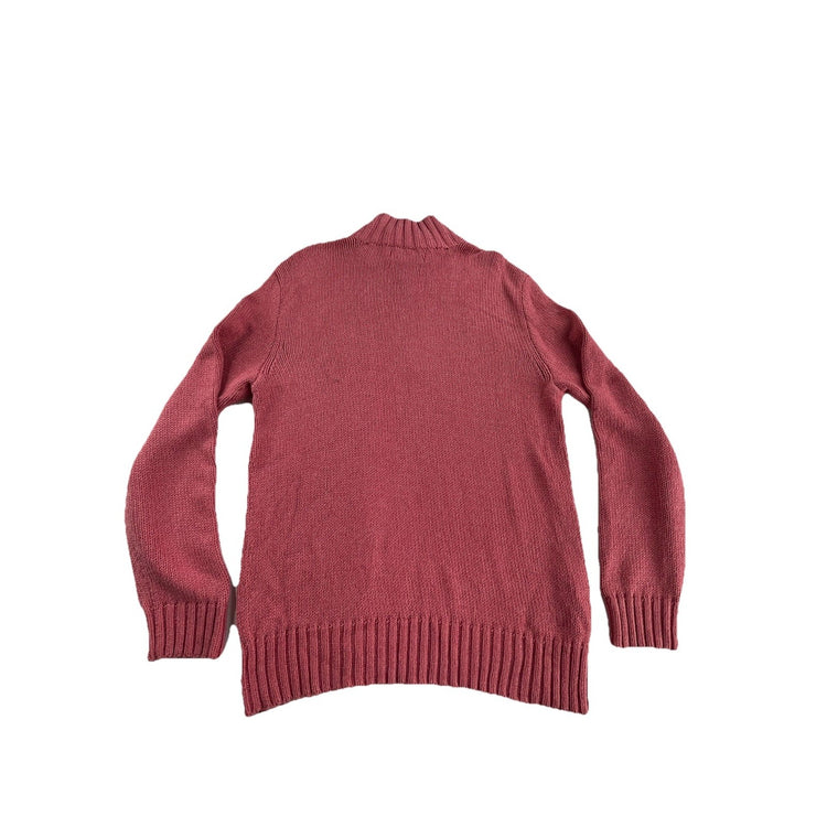 Womens Polo Ralph Lauren Size Medium Pink Kitted Quarter Zip Sweater