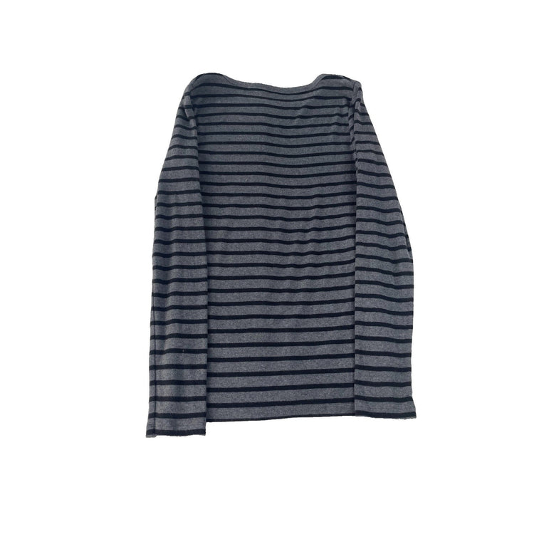 Womens GAP Gray Black Horizontal Striped Long Sleeve Basic Shirt Size S