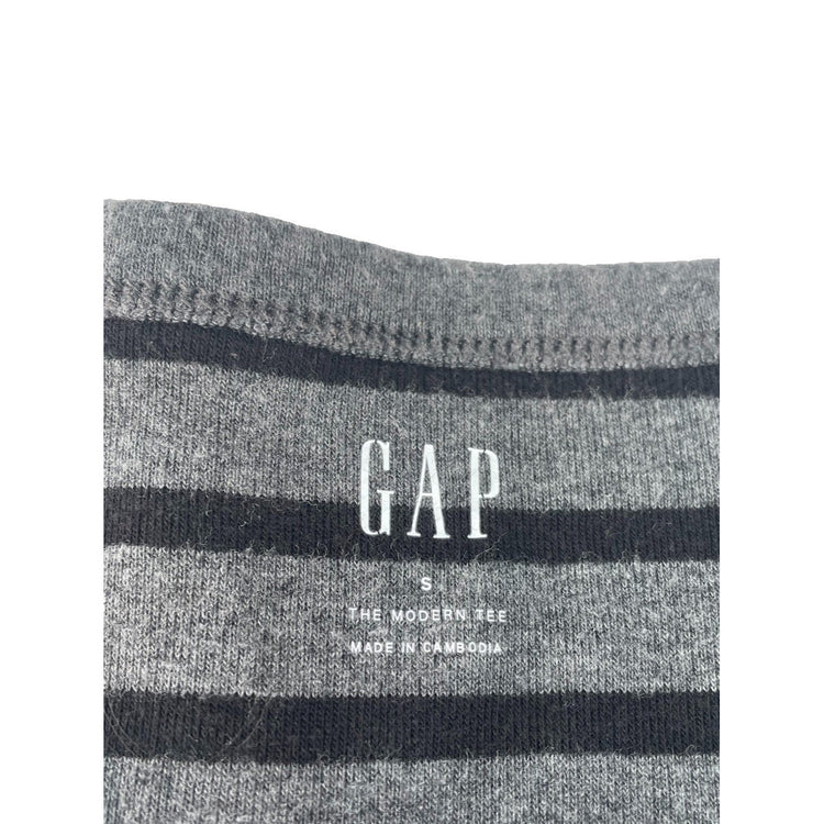 Womens GAP Gray Black Horizontal Striped Long Sleeve Basic Shirt Size S