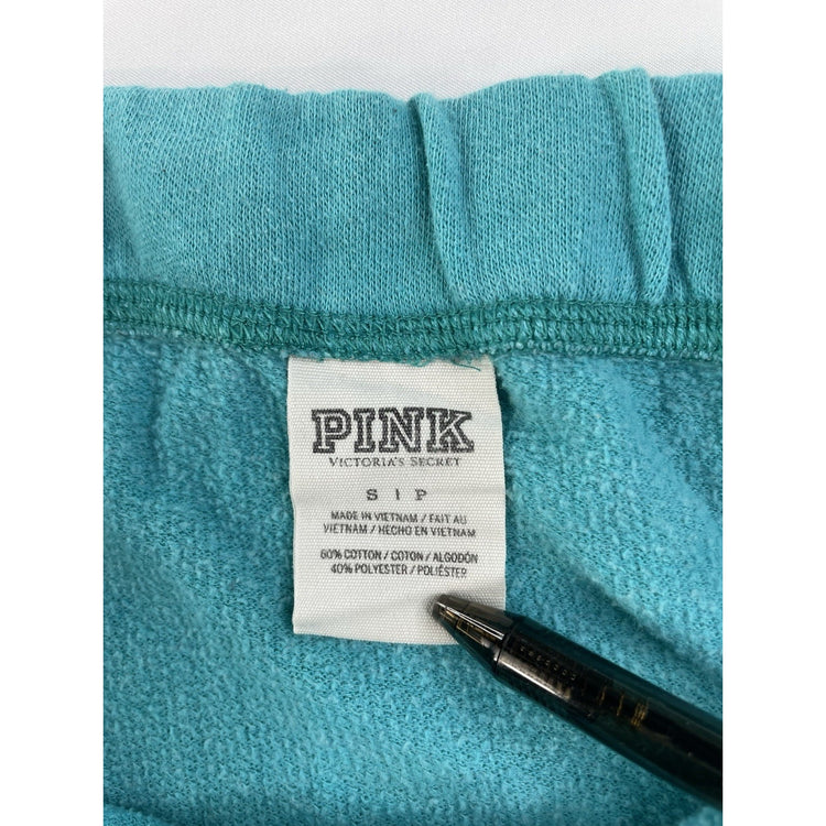 Women's Victoria's Secret PINK Teal Logo Flare Sweatpants Size Small