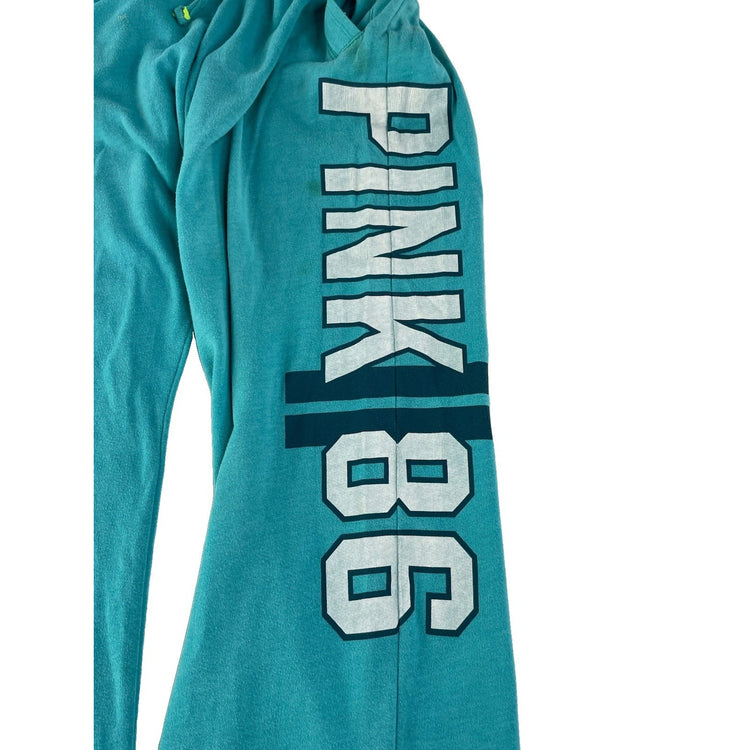 Women's Victoria's Secret PINK Teal Logo Flare Sweatpants Size Small