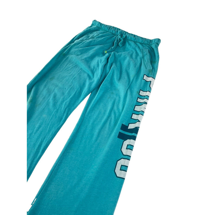 Women's Victoria's Secret PINK Teal Logo Flare Sweatpants Size Small