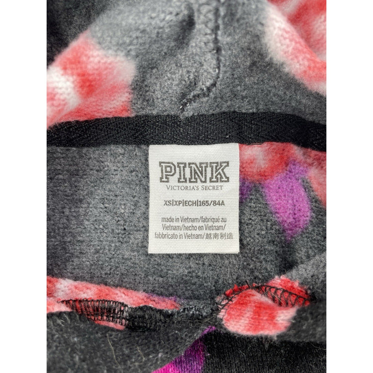 Womens Victoria’s Secret PINk Black Floral Print Cropped Hoodie Size XS