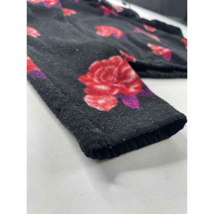 Womens Victoria’s Secret PINk Black Floral Print Cropped Hoodie Size XS
