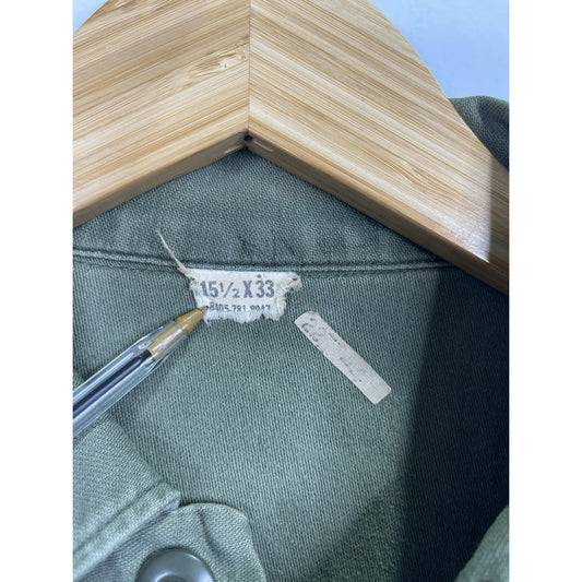 Men’s VTG MIlitary Field Button Up Green Jacket Sz M