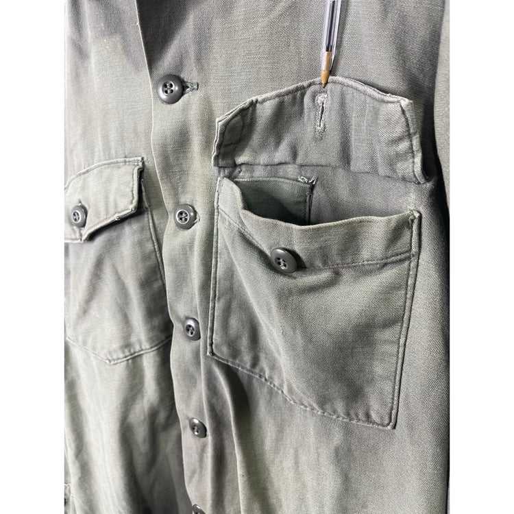 Men’s VTG MIlitary Field Button Up Green Jacket Sz M