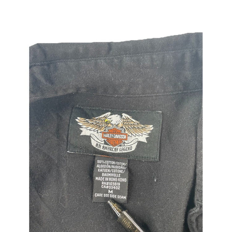 Mens Harley Davidson Classic Black Button-Down Longsleeve Shirt Size M