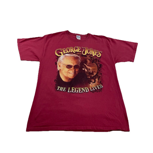 Men’s Vintage Gildan George Jones The Legend Lives Maroon Tee Size L
