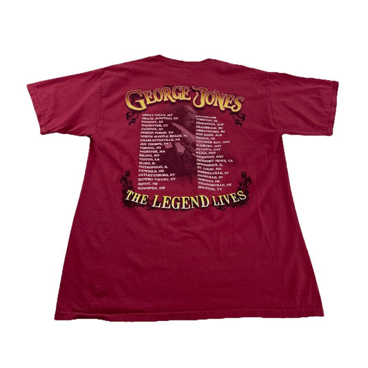 Men’s Vintage Gildan George Jones The Legend Lives Maroon Tee Size L