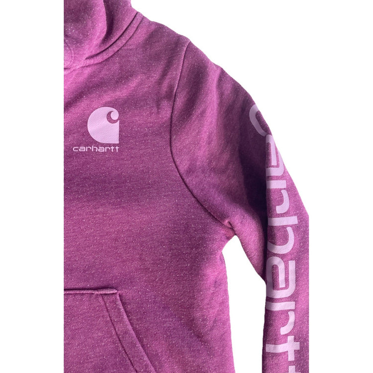 Girls Carhartt Sherpa Lined Full Zip Hoodie Sleeve Logo Jacket Size S