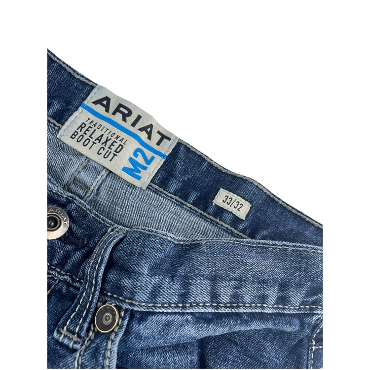 Men’s Ariat M2 Traditional Relaxed Bootcut Blue Jeans Size 33x32