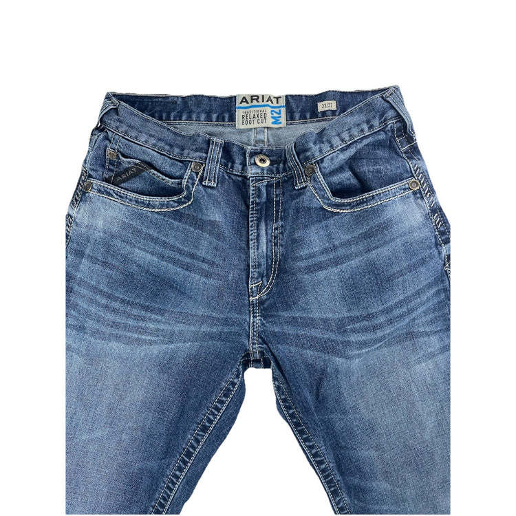 Men’s Ariat M2 Traditional Relaxed Bootcut Blue Jeans Size 33x32