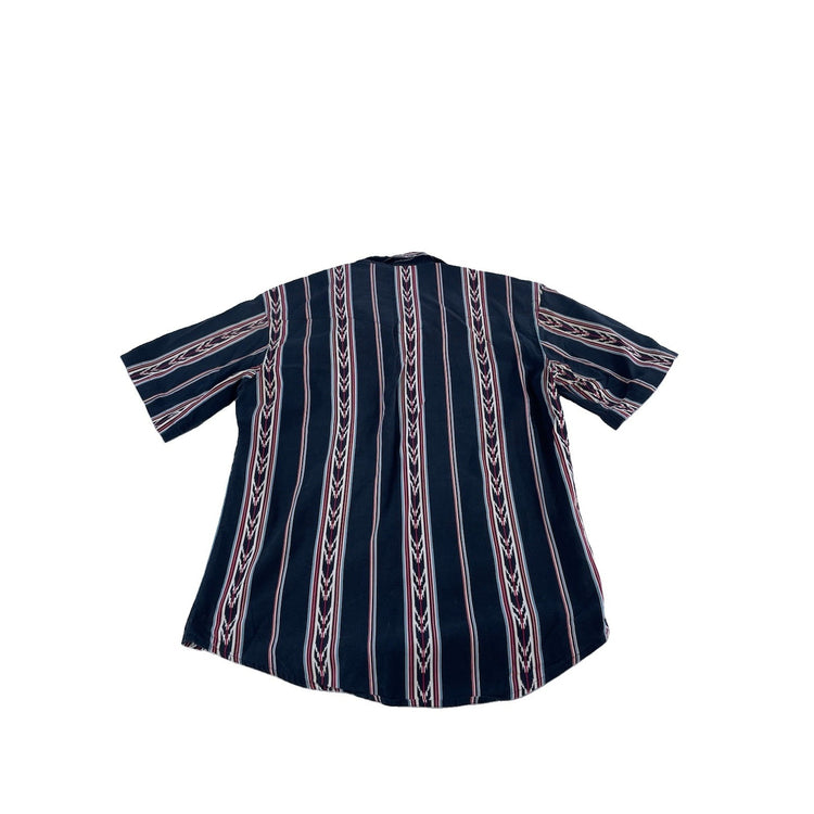 Men Wrangler Western ShortSleeve Black Southwestern Striped SnapDown Shirt SizeM