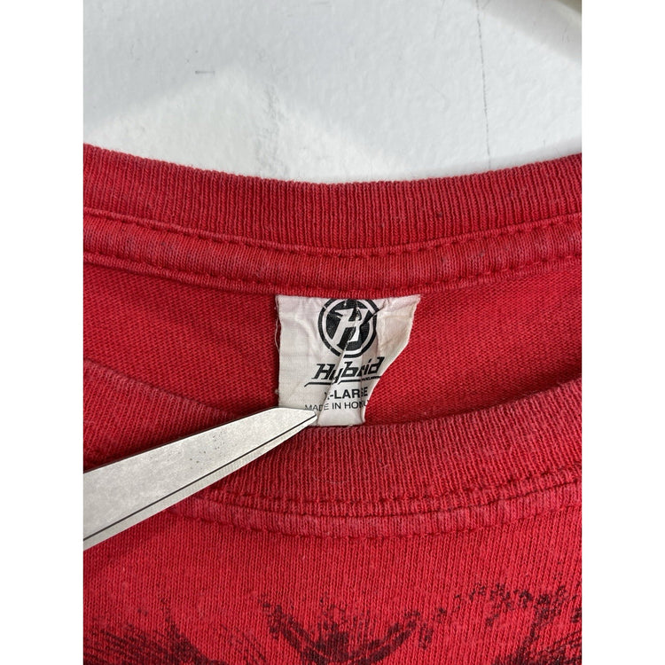Men’s Y2K VTG Hybrid Brand ‘Virtue’ Graphic Red T Shirt Sz XL