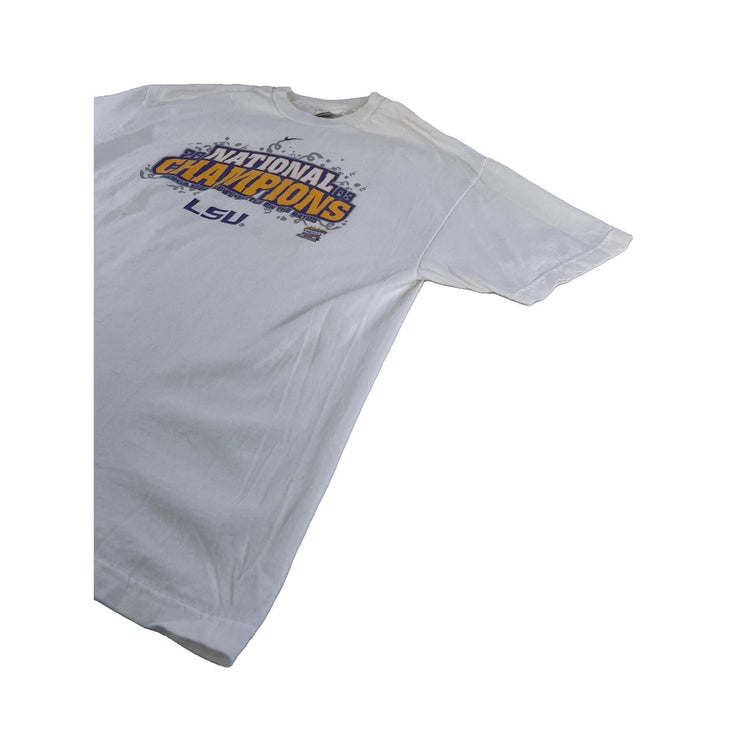 Mens Nike Vintage LSU Tigers 2003 National CHAMPS T-Shirt White Size L