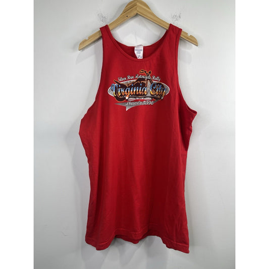 Men’s Vintage 2006 Virginia City Motorcycle Rally Red Tank Top Sz XL