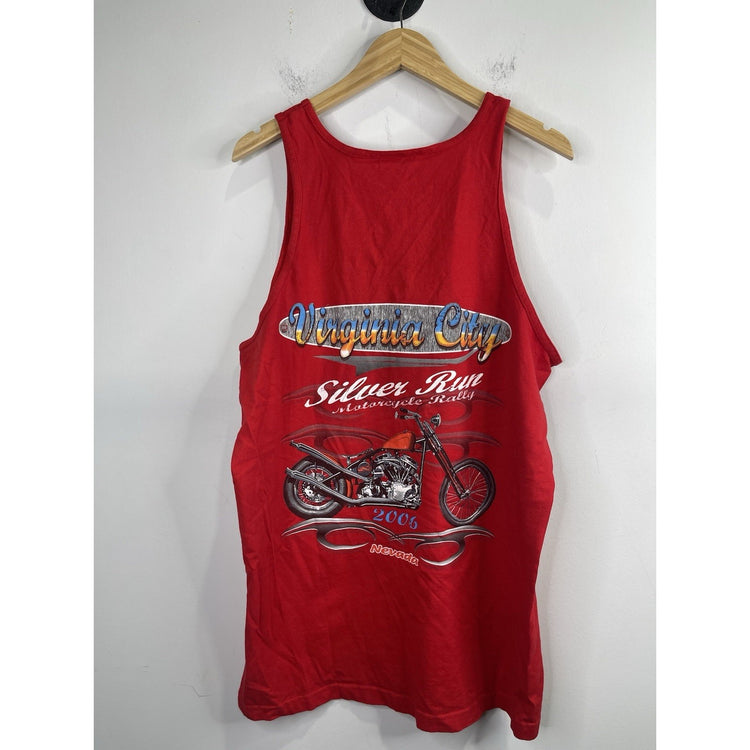 Men’s Vintage 2006 Virginia City Motorcycle Rally Red Tank Top Sz XL