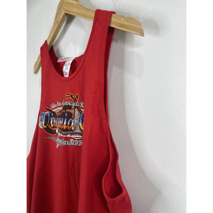 Men’s Vintage 2006 Virginia City Motorcycle Rally Red Tank Top Sz XL