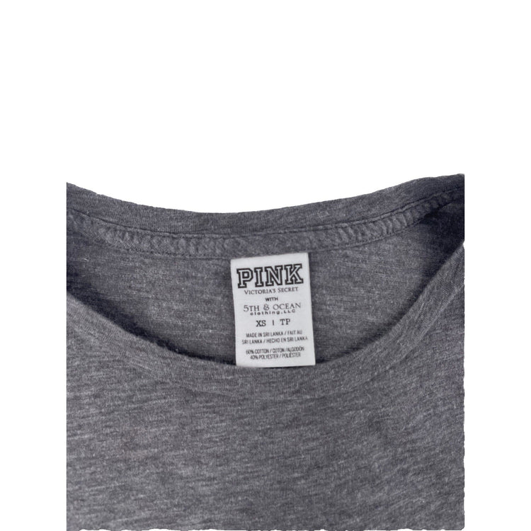 Womens Victoria’s Secret PINK Grey Texas Longhorns Rhinestone T Shirt Size XS
