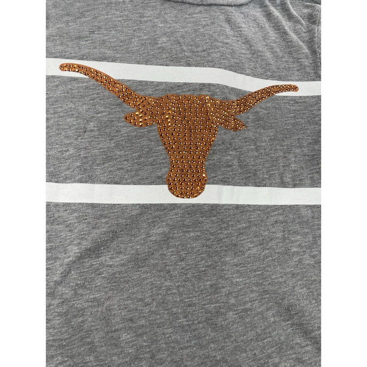 Womens Victoria’s Secret PINK Grey Texas Longhorns Rhinestone T Shirt Size XS