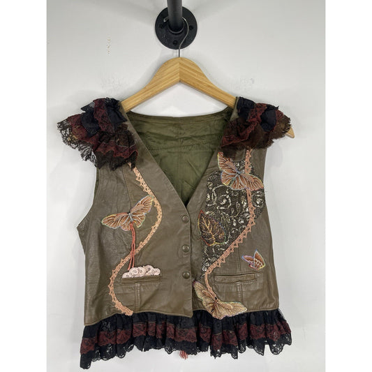 Women’s Leather italian fur plc fashions vest M/L