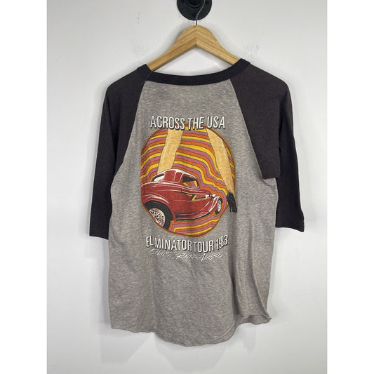 Men’s Vintage 80s Gray And Black Long-sleeve ZZ Top Eliminator Tour Sz Large