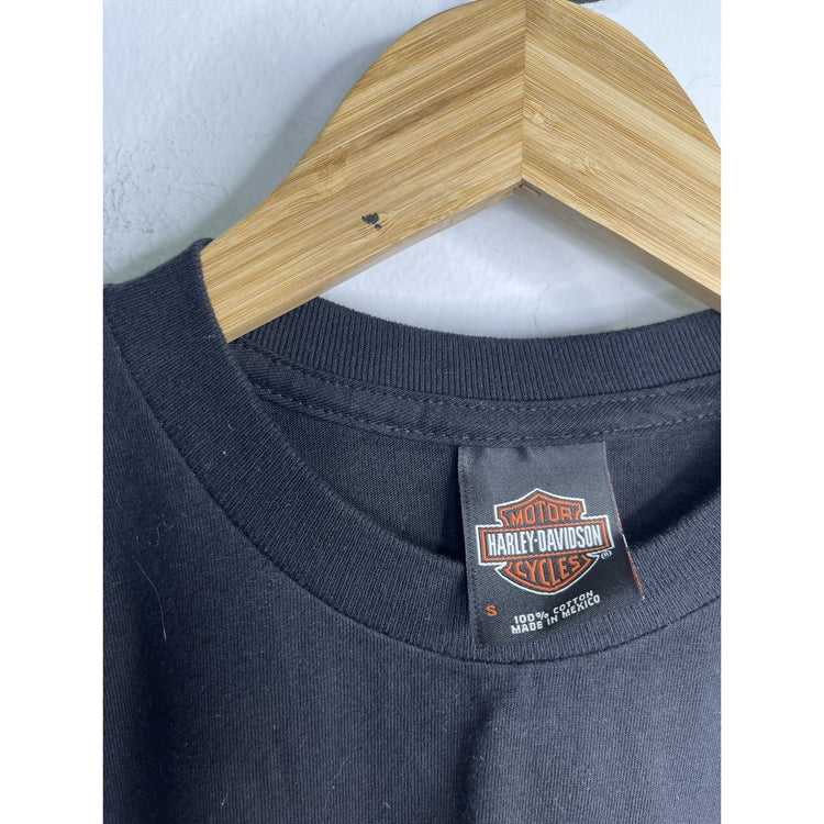 Men’s Motor Harley Davidson Cycles Graphic Double Sided Black T Shirt Sz S