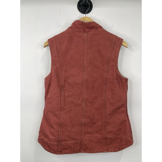Women’s VTG Faded Red Carhartt Sherpa Fully Lined Vest Sz Small