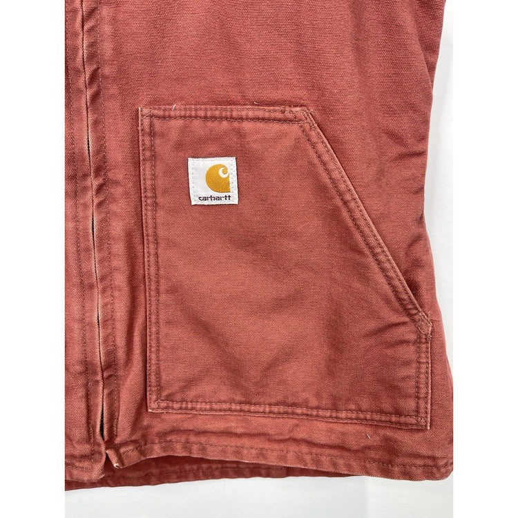 Women’s VTG Faded Red Carhartt Sherpa Fully Lined Vest Sz Small