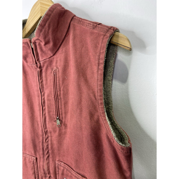 Women’s VTG Faded Red Carhartt Sherpa Fully Lined Vest Sz Small