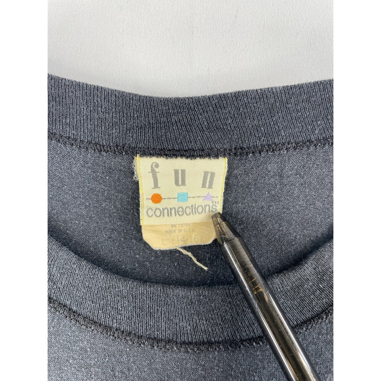 Kids Fun Blank Solid Black Tee Size L