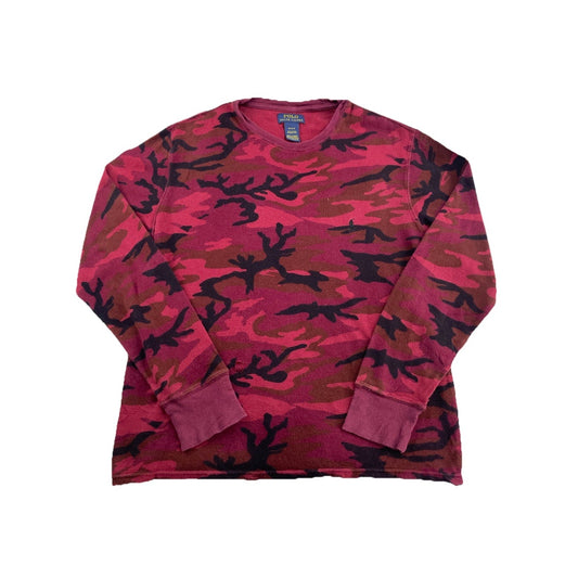 Mens Ralph Lauren Size Medium Red Camo Long Sleeve