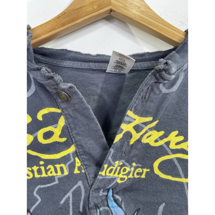 Ed Hardy by Christian Audigier Vintage Long Sleeve Y2K Skull Size Large Grey