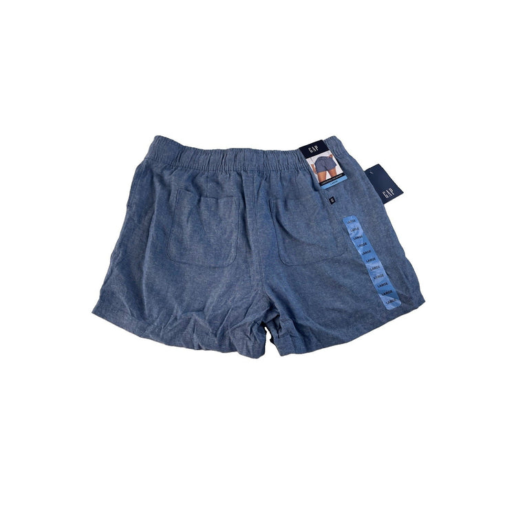 Women's GAP Linen Pull-On Shorts Blue Size L