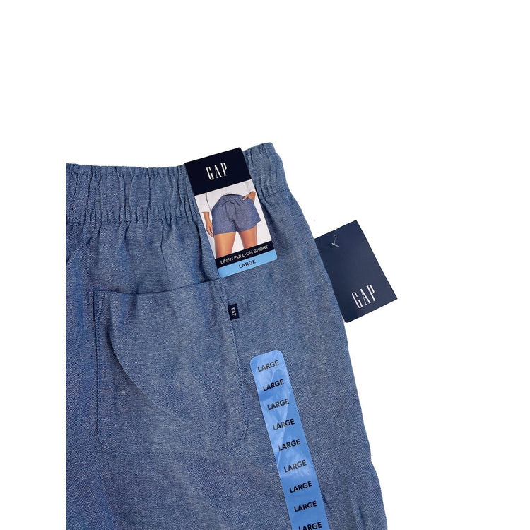 Women's GAP Linen Pull-On Shorts Blue Size L
