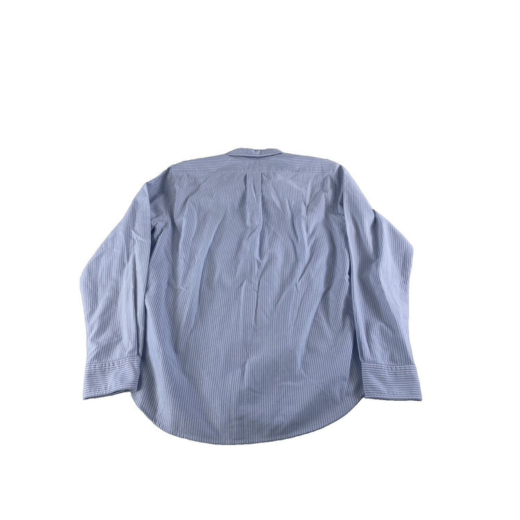 Mens Ralph Lauren Classic Fit White W/Blue Stripes Button Up Dress Shirt Size 10