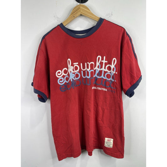 Men’s Vintage Y2k Eckō Unltd Actual/Factual 1972’ Red T Shirt Sz L