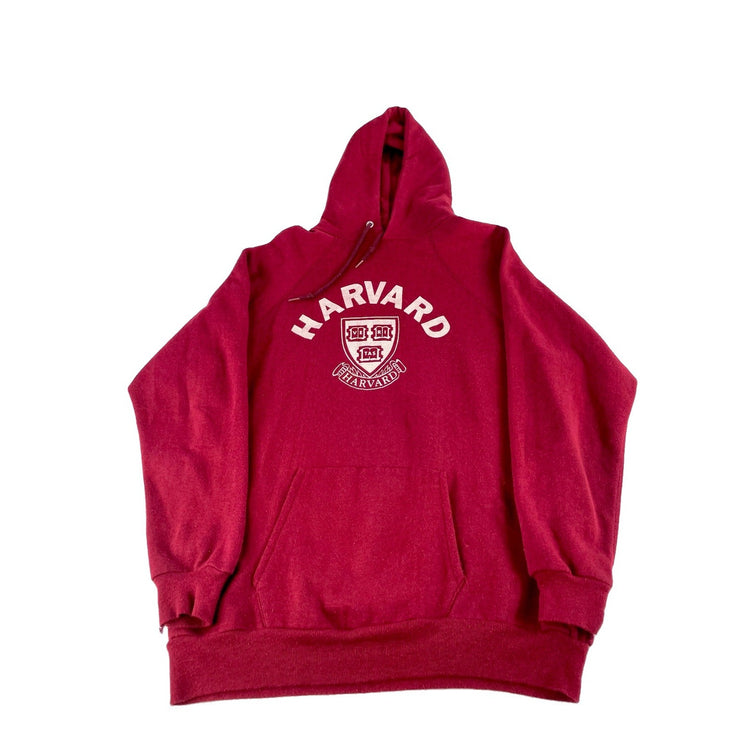 Mens Vintage 70s/80s Artex Harvard University Hoodie Red Maroon Raglan Size Xl